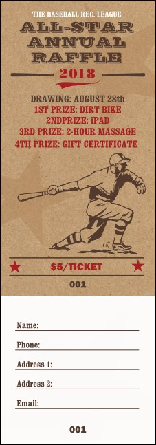 All-Star Retro Baseball Raffle Ticket
