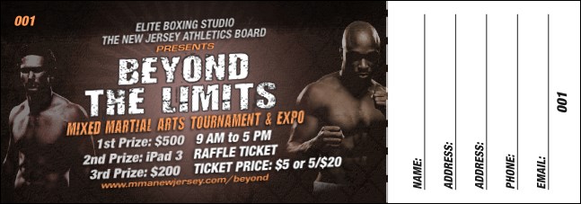 MMA Main Event Brown Raffle Ticket Product Front