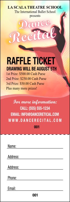 Dance Silhouette Raffle Ticket Product Front