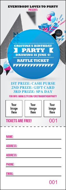 Birthday Party Geometric Raffle Ticket Product Front