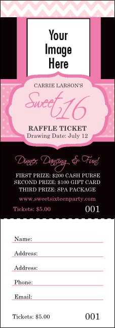 Sweet 16 Raffle Ticket Product Front