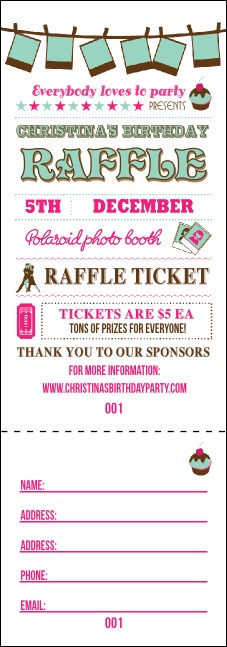 Birthday Whimsical  Raffle Ticket Product Front