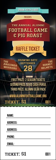 Football Lights Raffle Ticket Product Front
