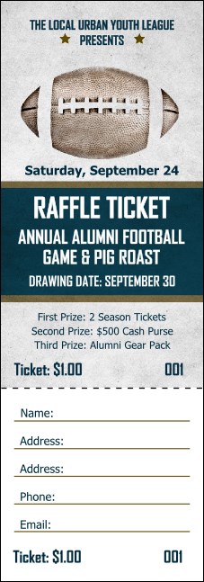 Football Blue Raffle Ticket Product Front