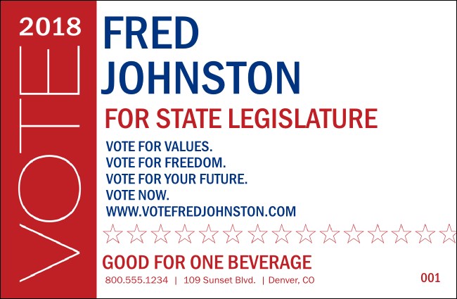 Modern Vote Drink Ticket Product Front