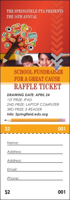 Fundraiser for Education Raffle Ticket Product Front