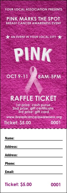Breast Cancer Pink Ribbon Raffle Ticket Product Front