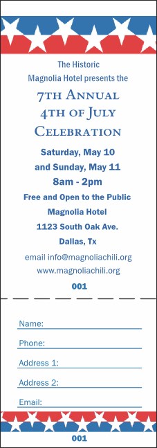 Stars and Stripes Raffle Ticket Product Front