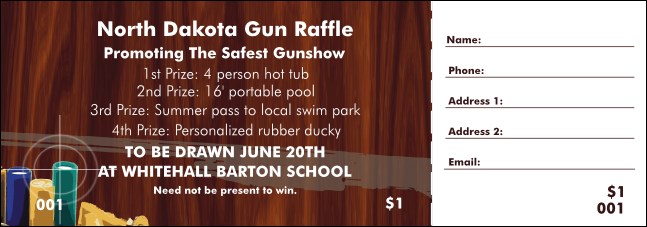 Gun-Themed Raffle Ticket Product Front