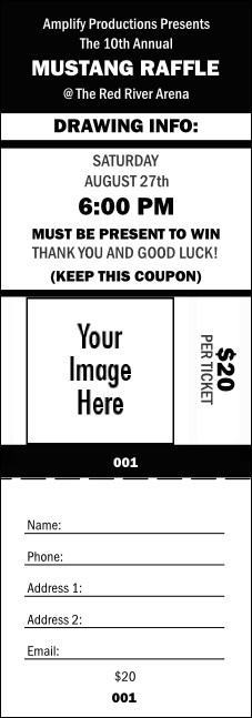 Your Image Raffle Ticket 001 (Black & White) Product Front