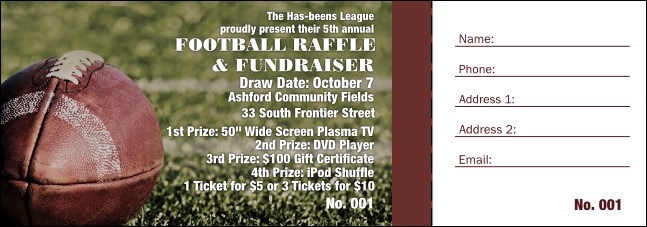 Football Raffle Ticket 001 Product Front