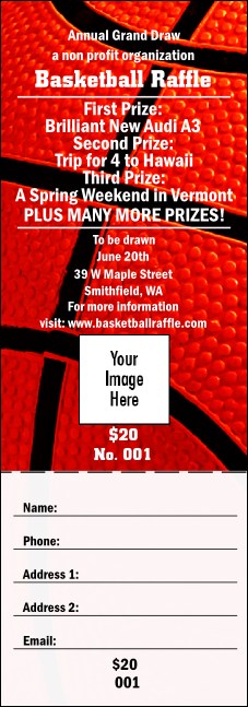 Basketball Raffle Ticket 002 Product Front
