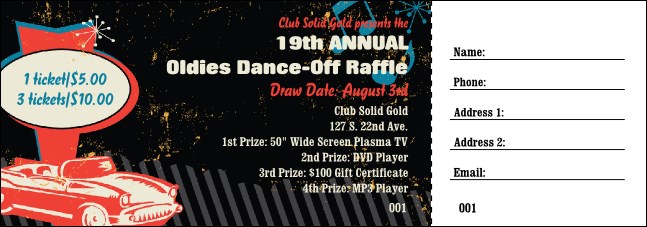 Oldies Raffle Ticket Product Front
