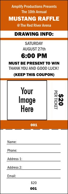 Your Image Raffle Ticket 001 (Orange) Product Front