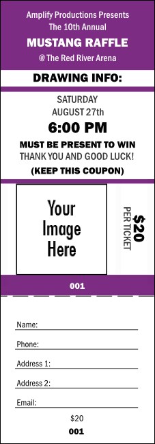 Your Image Raffle Ticket 001 (Purple) Product Front