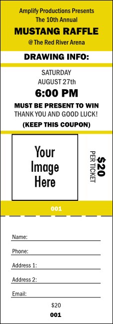 Your Image Raffle Ticket 001 (Yellow) Product Front