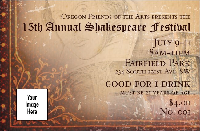 Performing Arts Drink Ticket Product Front