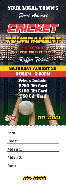 Cricket 2 Raffle Ticket Product Front