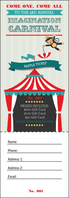Carnival Monkey Raffle Ticket Product Front