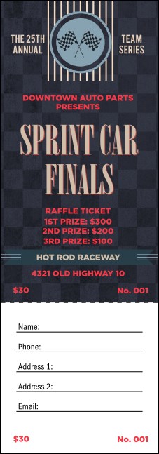 Sprint Car Racing Raffle Ticket Product Front
