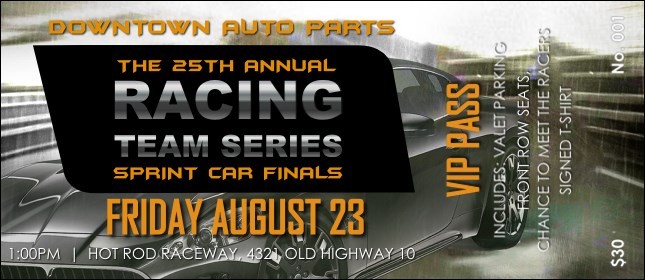 Auto Racing VIP Pass Product Front