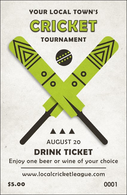 Cricket Drink Ticket Product Front