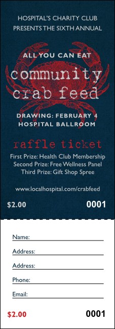 Crab Dinner Raffle Ticket Product Front