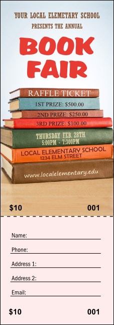 Book Fair Raffle Ticket Product Front