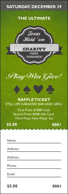 Texas Hold 'Em Raffle Ticket Product Front