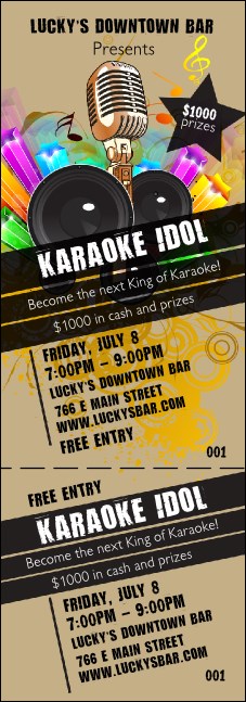 Karaoke Event Ticket Product Front