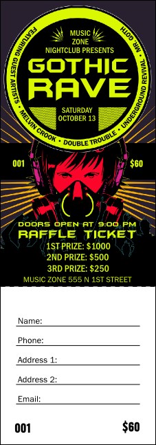 Goth Rave Raffle Ticket Product Front