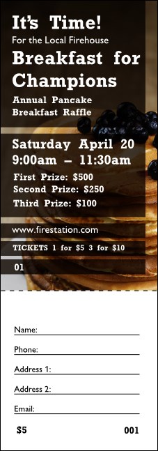 Pancake Breakfast Raffle Ticket Product Front