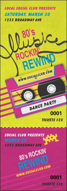 80s Music Event Ticket Product Front