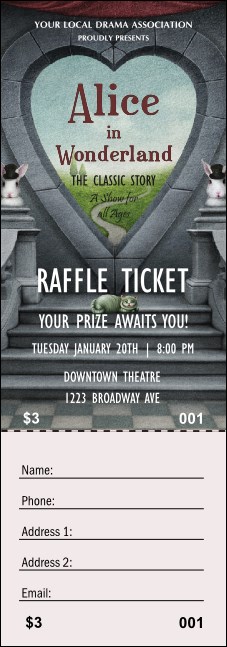 Alice in Wonderland Raffle Ticket Product Front