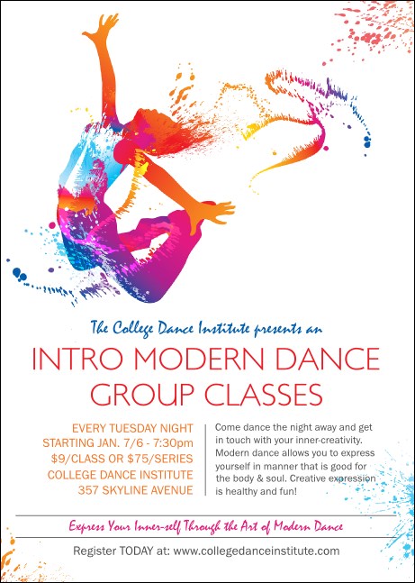 Modern Dance White Club Flyer Product Front