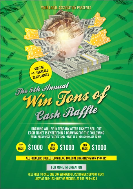 Cash Raffle Green Club Flyer Product Front
